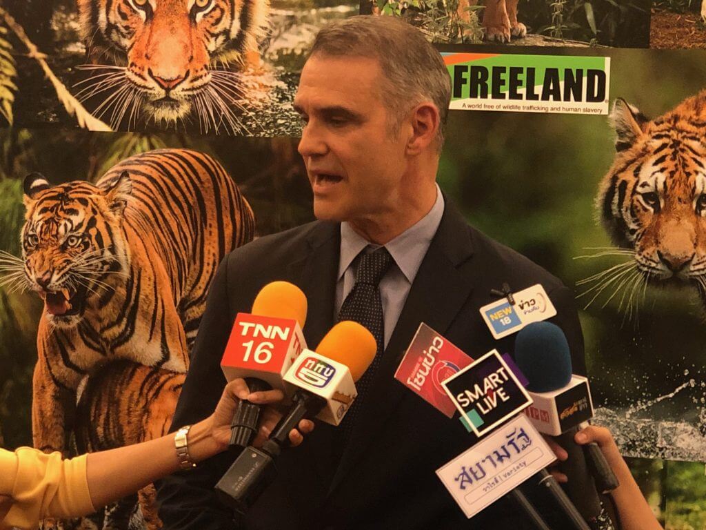 Freeland Chairman, Steve Galster, being interviewed by Thai TV networks (Pic: Freeland)