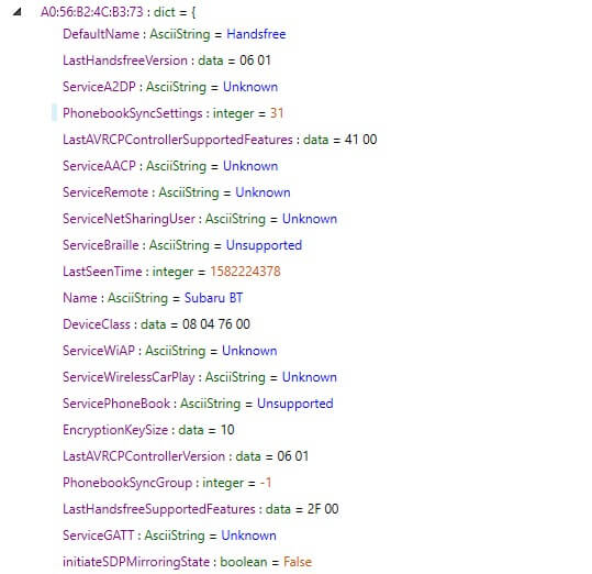 Insight of Bluetooth forensics: Examine  device plist from Matt’s iPhone using Cellebrite Physical Analyzer File Format Viewer



