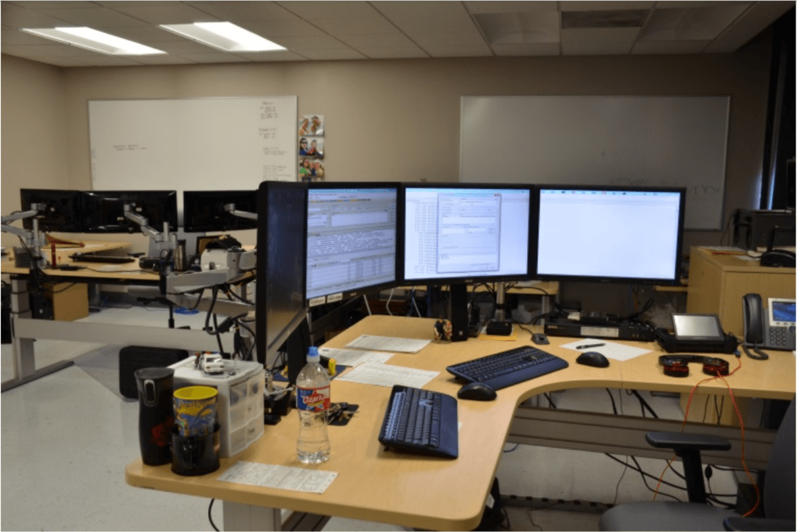 Traditional workstations like these are being replaced by custom forensic analysis stations to increase productivity and collaboration between examiners