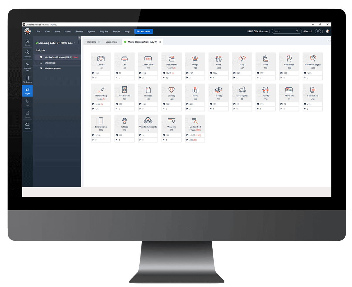 Cellebrite Physical Analyzer screen