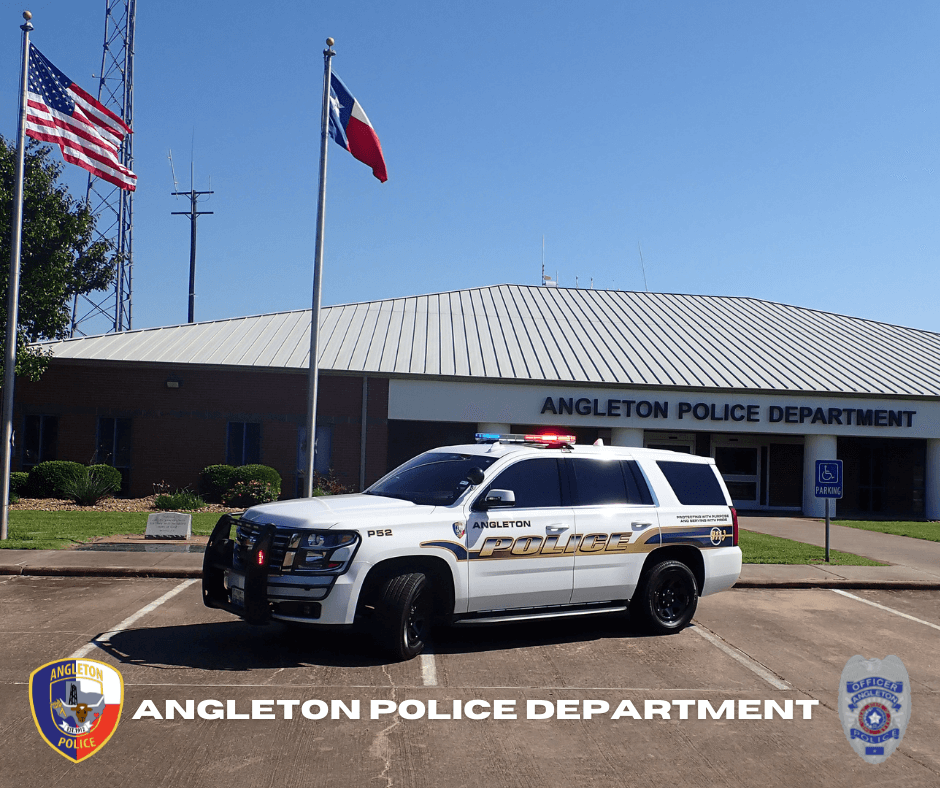 Vehicle in front of the Angleton Police Department belongs to the police force.