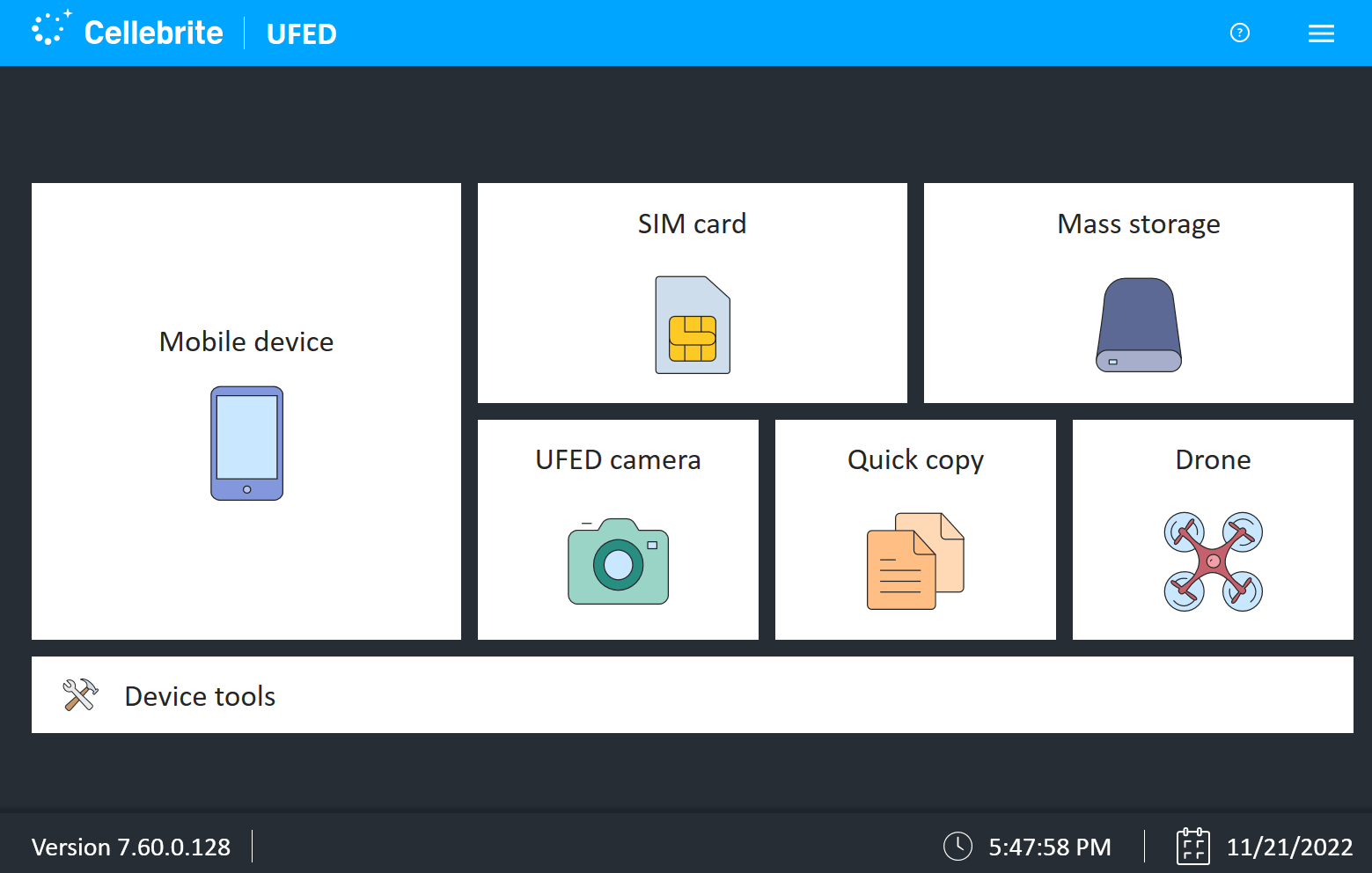 UFED - The Industry Standard for Lawfully Accessing and Collecting Digital Data from the widest range of digital devices.
