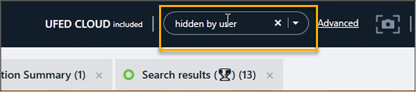 Search for “Hidden by User” in the loaded iOS extraction.