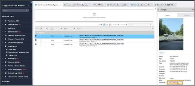When you find an image of interest, select the source file.