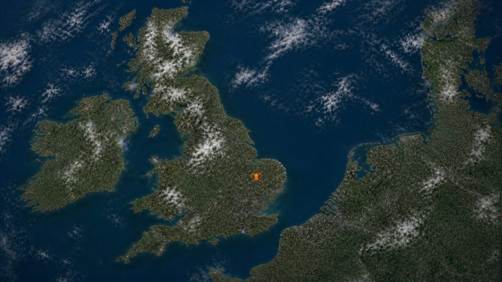 Satellite map of Eastern England with a location drone indicating the ERSOU operational region.