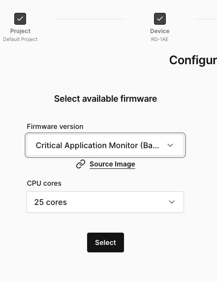 Corellium Atlas OADK device creation window for running the SOAFEE OpenADKit blueprint