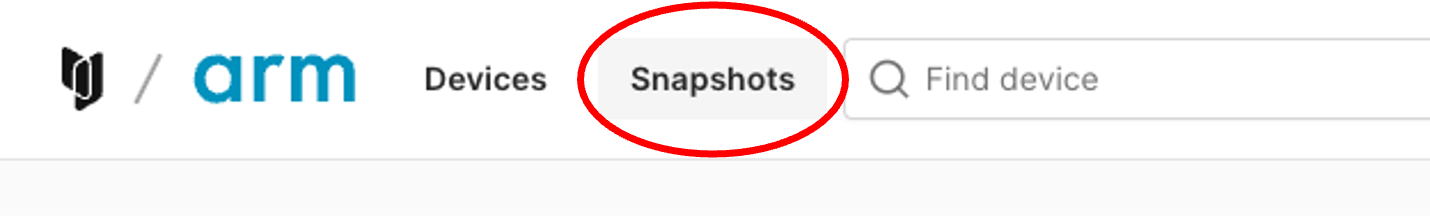 Corellium Atlas snapshots panel showing OADK snapshot button for SOAFEE OpenADKit.